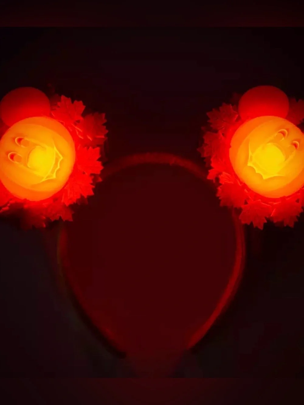 Disney Parks 2026 Light Up Pumpkin Wreath Ears Headband Mickey Mouse NWT